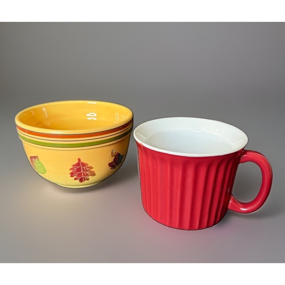 Fall Color Soup Bowl / Small Serving Ceramic Bowl LOT 2 Harvest & Bialetti